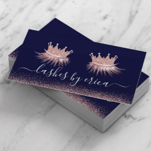 Roos Gold Glitter Crown Eyelash Diva Navy Salon  Visitekaartje