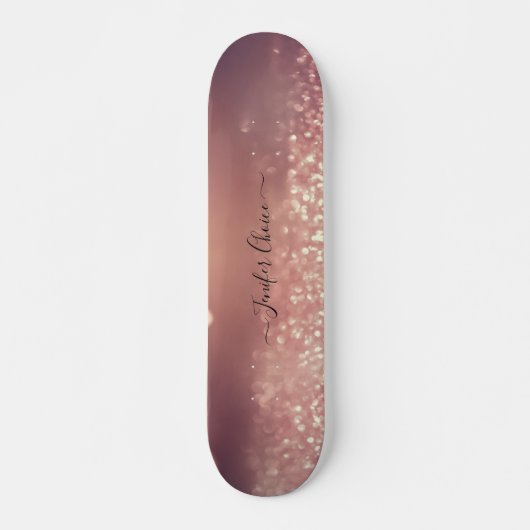 ROOS GOLD Glitter Custom Name Skateboard (Voorkant)