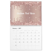 Roos Gold Glitter Custom Text Calendar Gift Kalender (Feb 2027)