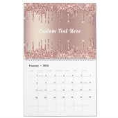 Roos Gold Glitter Custom Text Calendar Gift Kalender (Feb 2026)