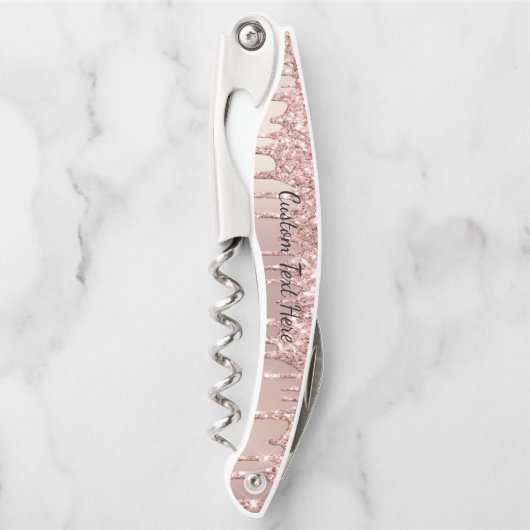 Roos Gold Glitter Custom Text Ober's Kurkentrekker (Voorkant)