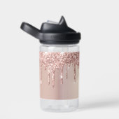 Roos Gold Glitter Custom Text Waterfles (Rechts)
