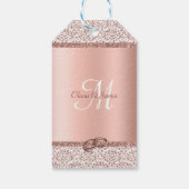 Roos Gold Glitter Damask Monogram Weddenschap Welk Cadeaulabel (Achterkant)