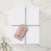 Roos Gold Glitter Damask Weddenschap Hartelijk dan Cadeaulabel (Met Touw)