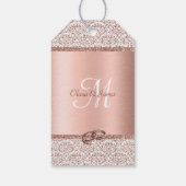 Roos Gold Glitter Damask Weddenschap Hartelijk dan Cadeaulabel (Achterkant)