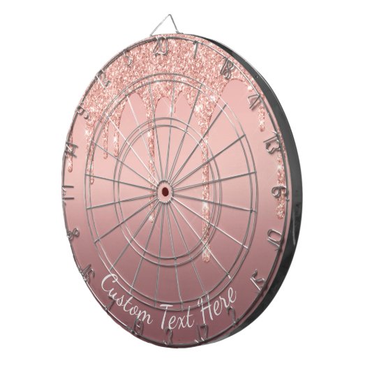 Roos Gold Glitter Dart Board met aangepaste tekst Dartbord (Voorkant Rechts)