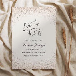 Roos Gold Glitter Dirty Thirty Birthday Invitation Kaart