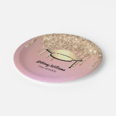 Roos Gold Glitter Drift Afstuderen Papieren Bordje (Gekanteld)