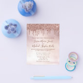 Roos Gold Glitter Drift Calligraphy Wedding Invit Flyer (Enkel)
