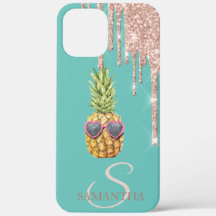 Roos Gold Glitter Drift Cool Pineapple Mint Green iPhone 12 Pro Max Hoesje