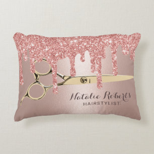 Roos Gold Glitter Drift Gold Scissor Hair Salon Accent Kussen