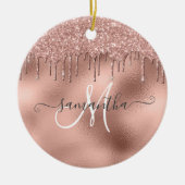 Roos Gold Glitter Drift Handgeschreven scriptnaam Keramisch Ornament (Voorkant)