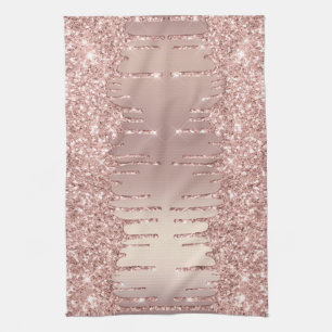 Roos Gold Glitter Drift keukenhanddoek