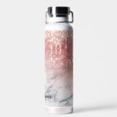 Roos Gold Glitter Drift Marble Custom Name Waterfles (Achterkant)