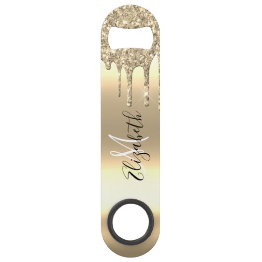 Roos Gold Glitter Drift Monogram stijlvol metaal Speed Flessenopener (Voorkant)