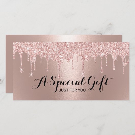 Roos Gold Glitter Drift Salon Cadeaubonnen (Voorkant / Achterkant)
