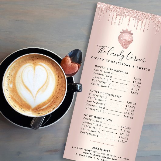 Roos Gold Glitter Drift Strawberry Dessert Menu