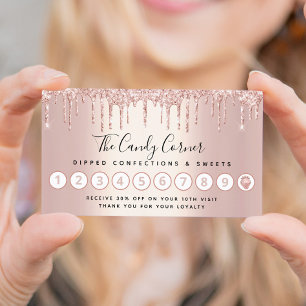 Roos Gold Glitter Drip Confectie Aardbei Zoet Klantenkaartje