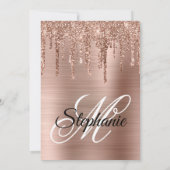 Roos Gold Glitter Drip Folie Fancy Monogram Kaart (Achterkant)