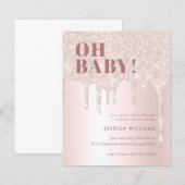 Roos Gold Glitter Drip Pink Girl Baby shower I (Voorkant / Achterkant)