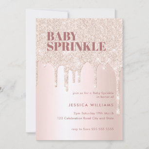 Roos Gold Glitter Drip Pink Girl Oh Baby Sprinkle Kaart