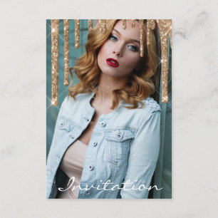 Roos Gold Glitter Drip Vrijgezellenfeest Birthday  Kaart