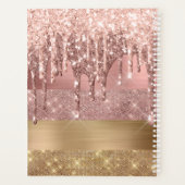 Roos Gold Glitter Dripping Gold Stripes Monogram Planner (Achterkant)