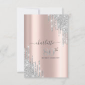 Roos Gold Glitter Drips 80e Verjaardag RSVP Kaart (Achterkant)