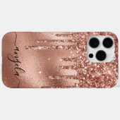 Roos Gold Glitter Drips Glam Signature Case-Mate iPhone Case (Achterkant (horizontaal))