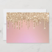 Roos Gold Glitter Drips Graduparty Kaart (Achterkant)
