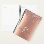 Roos Gold Glitter Drips Trendy Jaarlijks Monogram Planner (Display)