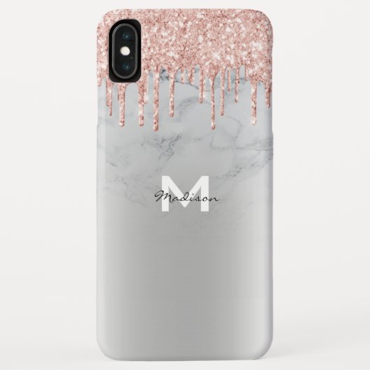 Roos Gold Glitter Drives Sparkles Marble Name Case-Mate iPhone Case (Achterkant)