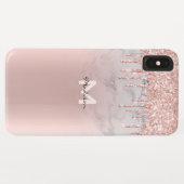 Roos Gold Glitter Drives Sparkles Marble Name Case-Mate iPhone Case (Achterkant (horizontaal))