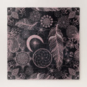 Roos Gold Glitter Drocatcher Feathers Mandala Legpuzzel (Horizontaal)