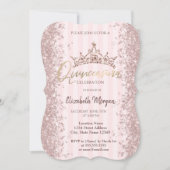 Roos Gold Glitter Dust Crown Pink Stripes Kaart (Voorkant)