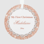 Roos Gold Glitter, eerste kerstfeestdag Ornament (achterkant)