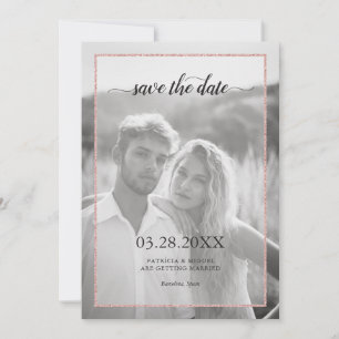 Roos Gold Glitter Effect Chic Script Photo Weddens Save The Date
