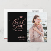 Roos Gold Glitter Elegant Afstuderen Hartelijk dan Briefkaart (Voorkant / Achterkant)
