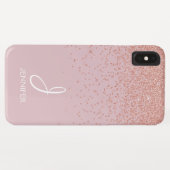 Roos Gold Glitter en Blush Pink Monogrammed Case-Mate iPhone Case (Achterkant (horizontaal))