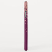 Roos Gold Glitter en Bourgogne Monogrammed Case-Mate iPhone Case (Achterkant/rechts)