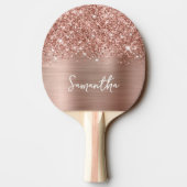 Roos Gold Glitter en Folie Glam Script Name Tafeltennisbatje (Achterkant)