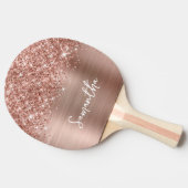 Roos Gold Glitter en Folie Glam Script Name Tafeltennisbatje (Zijkant)