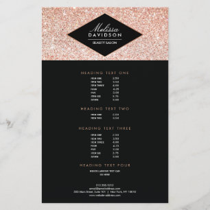 Roos Gold Glitter en Glamor Beauty Salon Flyer