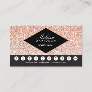 Roos Gold Glitter en Glamour Salon Loyalty Kaart
