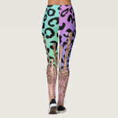 Roos Gold Glitter en regenboogluipaard Druk Yoga a Leggings (Achterkant)