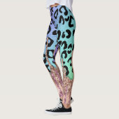 Roos Gold Glitter en regenboogluipaard Druk Yoga a Leggings (Links)
