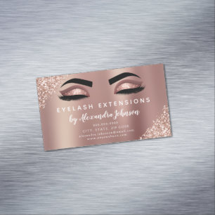 Roos Gold Glitter en Sparkle Eyelash Extension Magnetisch Visitekaartje