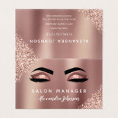 Roos Gold Glitter en Sparkle Eyelash Extension Visitekaartjes (Buitenkant ongevouwen)