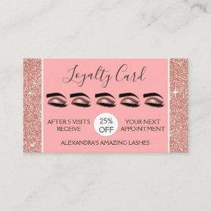 Roos Gold Glitter en Sparkle Lashes Loyaliteit Klantenkaartje