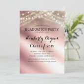 Roos Gold Glitter en Sring Lights Afstuderen Kaart (Staand voorkant)